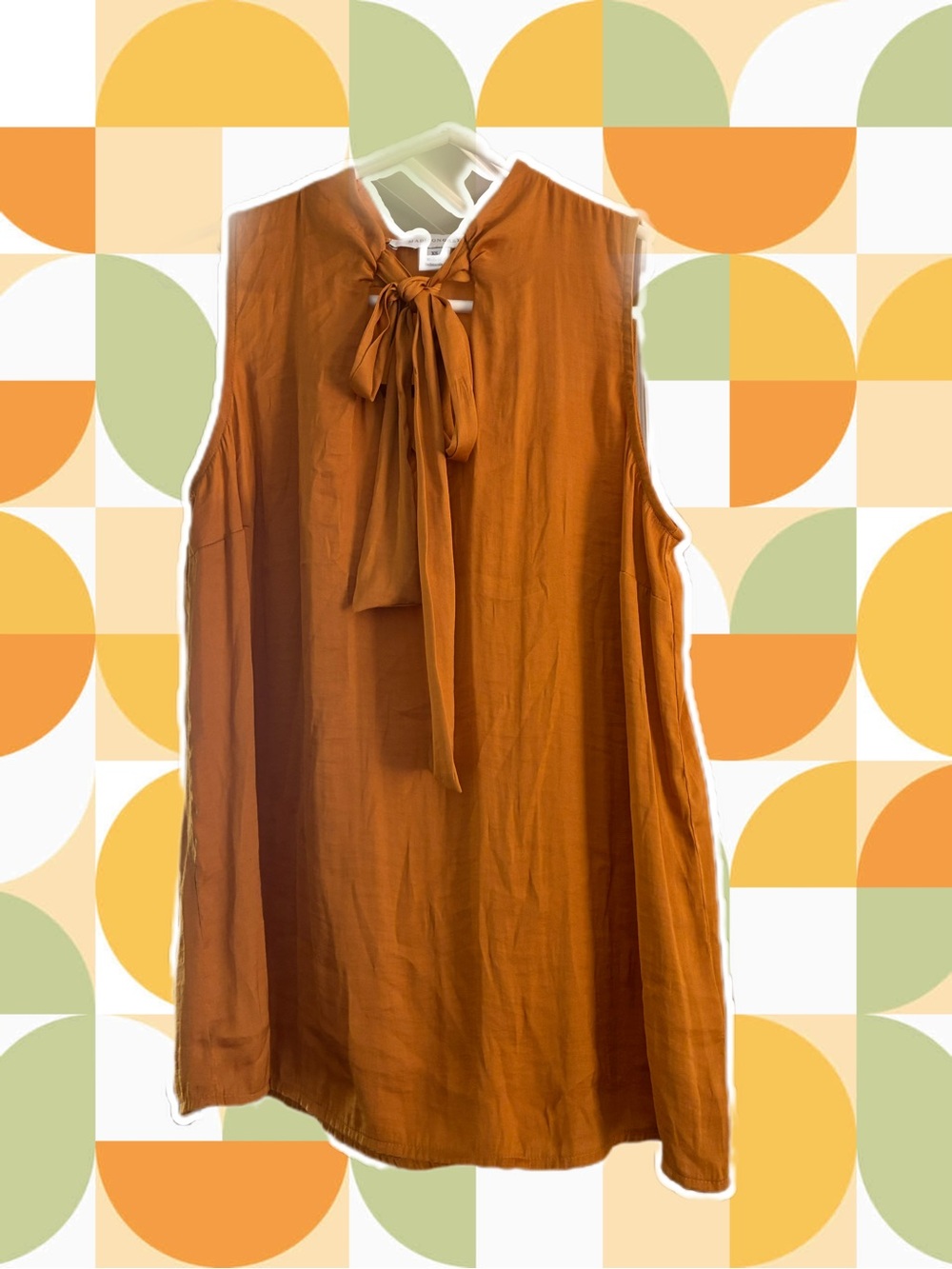 Tie-Neck Sleeveless Camisole in Rust Orange